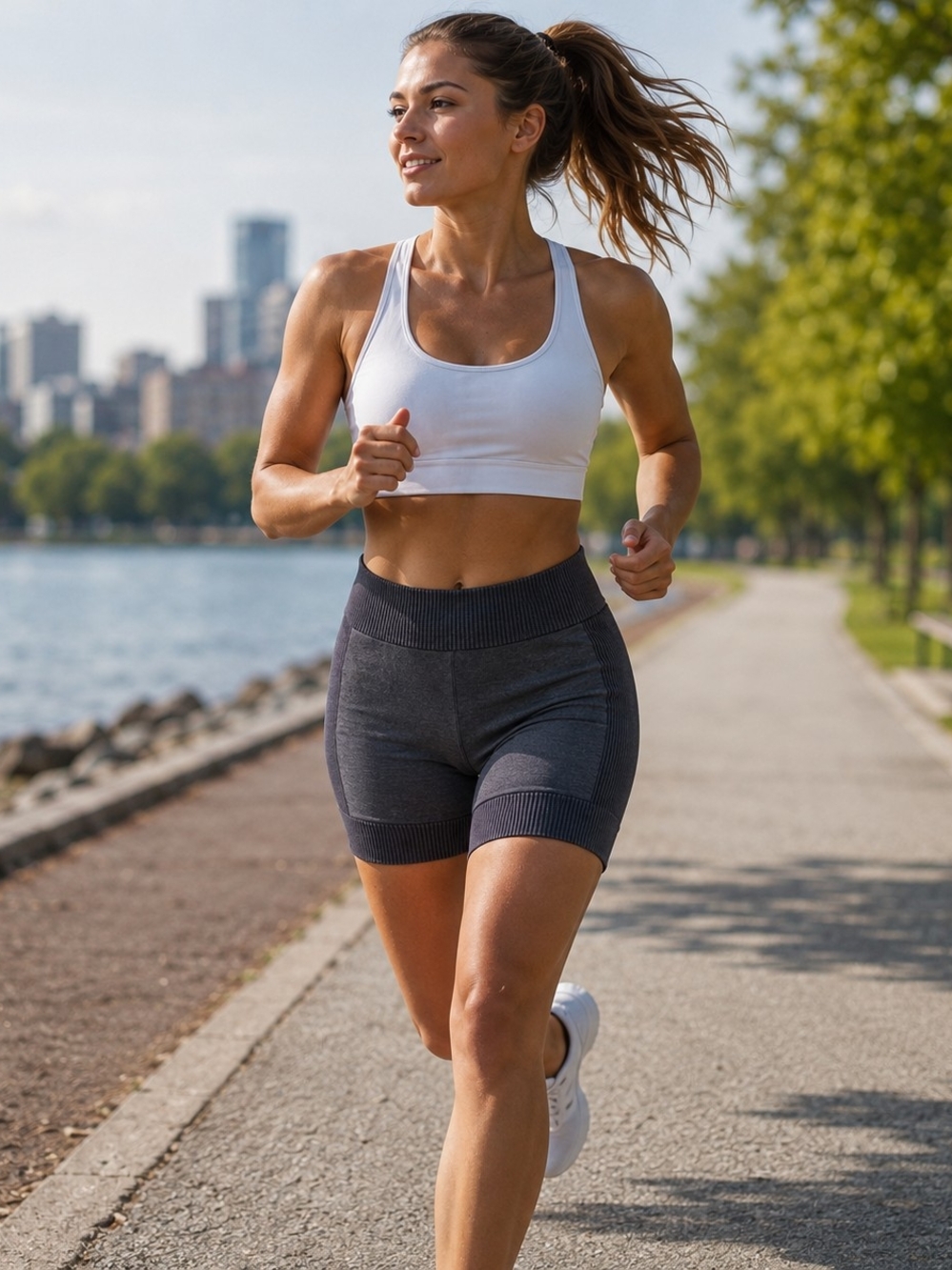 5/25$ RD Style Seamless High-Waist Bike Shorts - Charcoal Gray